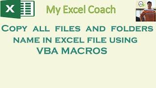 Copy file names and folder names using VBA Excel MACROS / 5 line macro to copy file and folder names