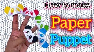 Make a panda finger puppet | paper panda finger puppet | paper craft | origami @Sudhitartsandcraft