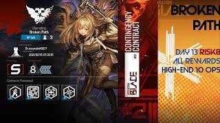 Arknights CC2 Blade \ Broken Path II \ High-End Squad 10 Ops \ Day 13 Risk 8 All Rewards