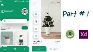 Plant App UI Part 1 in Android Studio 2021 || Adobe XD ||