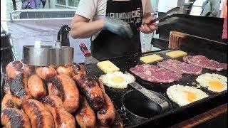 Beef and Sausages from Argentina, Huge Sandwiches. London Street Food