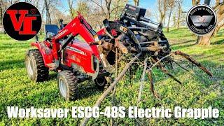 Worksaver ESCG 48S Electric Grapple on Massey Ferguson 1526 Tractor with L90 Loader