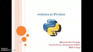 3. Python Programming for Beginners--Strings By Bharathi Patnala