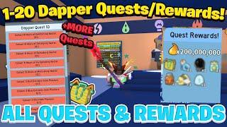 ALL 1-20 Dapper Quests/Rewards LEAKED! | Bee Swarm Simulator 