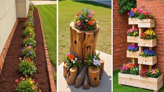 Creative Garden Ideas with Wood Logs, Bricks, and Stones | Transform Your Garden with Rustic Ideas!