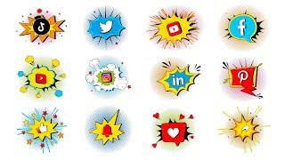 Social Media Logo Animation Green Screen | Logo Animation Linkedin, Youtube, Facebook, Tiktok