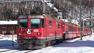 Rhätische Bahn - Winterbetrieb im Engadin zwischen Samedan und Bever