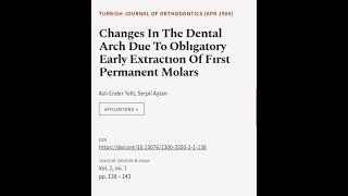 Changes In The Dental Arch Due To Oblıgatory Early Extractıon Of Fırst Permanent Mola... | RTCL.TV