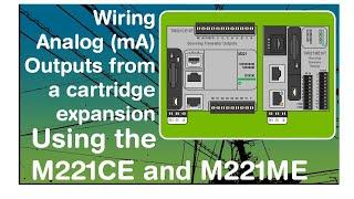 Wiring analog current outputs (4-20mA) on a cartridge expansion on a Modicon M221 PLC (Video 14)
