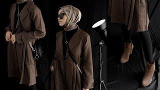 Outerwear/Coat Outfit Ideas (Black & Brown) #shorts #hijab #hijabfashion #hijabstyle #outfit #ootd