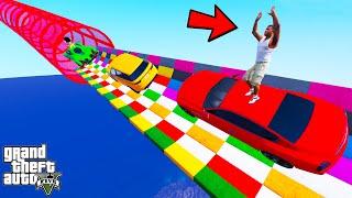 FRANKLIN TRIED COLORFUL BRICKS RAMP PARKOUR CHALLENGE GTA 5 | SHINCHAN and CHOP