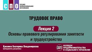 Лекция 2. Основы правового регулирования занятости и трудоустройства - Трудовое право