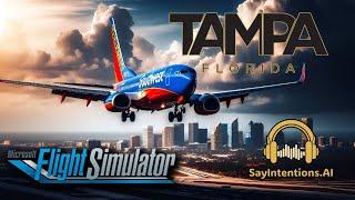 Skyward Saga: Southwest 737’s Graceful Dance Through Tampa’s Cloudy Veil with SayIntentions.ai