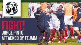 Fight! Costa Rica Coach (Jorge Pinto) attacked by Forward of Panama (Tejada)