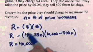 Hot Dogs -- Maximizing Revenue (calculus)