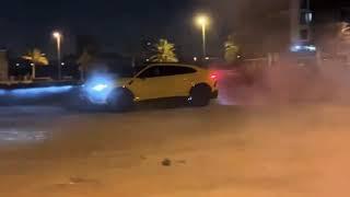 Lamborghini Urus drift on the sand in Dubai a beautiful yellow color! 2021y