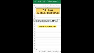 Excel Shortcut: Alt + Enter for Line Break | Excel Tips and Tricks #shorts