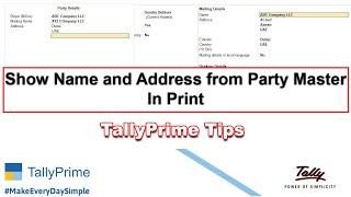 TallyPrime Tips !!!!  Show Name and Address from Party Master