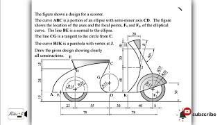 Drawing a Scooter - using conic section | Engineering Drawing