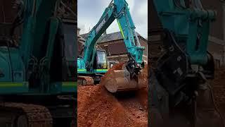 See diverse excavators in operation.