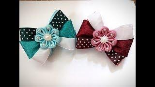 Школьные бантики из лент канзаши МК / Bows school kanzashi. Hair Style kanzashi