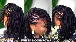 #MINITWISTS TWISTS & CORNROWS ON MEDIUM TYPE 4 NATURAL HAIR| NO EXTENSION ADDED