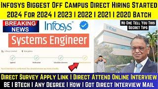 Infosys OFF Campus Hiring 2024 | 100% Direct Interview Mail | 2023-2020 Batch | System Engineer Role