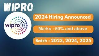 Wipro hiring fresher 2024 | off campus hiring |  Batch 2023, 2024, 2025