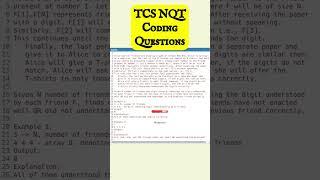 Advance Coding  | Tcs NQT 2024 Preparation || Previous year coding Question || TEKNO UF #shorts