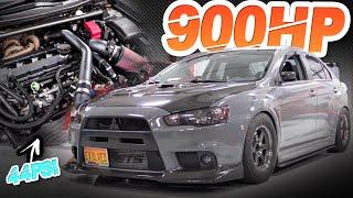 900HP Evo X on 44PSI - Rowdy AWD Street Launch (Low Key Street MONSTER!)