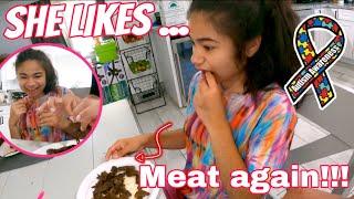 Autistic non verbal girl likes meat again! **wagyu** Autism life with Ashy