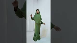 OOTD Trend Set Gamis Anak Crinkle Airflow Hijau Sage