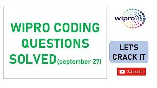 Wipro Coding questions solved #wipro #Coding  #2022