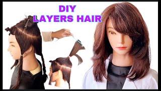 3in1 DIY LAYERS HAIR/ Fine Hair volume & movement🟢EASY HAIRCUT