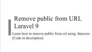 Remove public from URL Laravel 9 using .htaccess | Laravel 9 | Laravel remove public