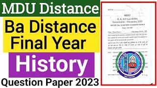 Mdu Ba Distance Final Year History Question Paper 2023 | Mdu Ba Distance 3rd Year History Paper