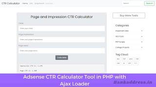 Adsense CTR Calculator Tool With Ajax Loader in PHP | Calculates page and impression CTR