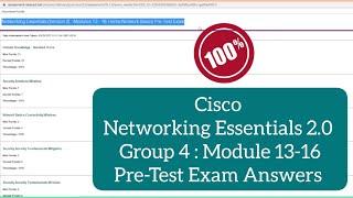 Cisco Networking Essentials 2.0 Group 4 Modules 13-16 Pretest Exam Answers || Networking Essentials