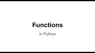 Functions in Python