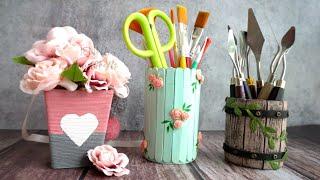 Desk organizers from Waste Materials | Home/ Room Decorating Ideas | Pen Stand making