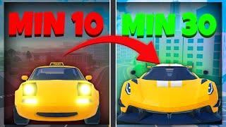 From Miata To Jesko: The FASTEST Speedrun In 30 Minutes! (Roblox Taxi Boss)