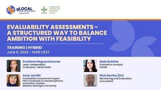 gLOCAL Training: Evaluability Assessments - Balancing Ambition with Feasibility