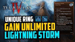 Gain Unlimited Lightning Storm as Druid - Diablo 4 Season 5 Unique Ring