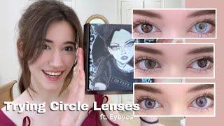 Trying on Circle Lenses!  (Enlarging, Works on Dark Brown Eyes) Ft. Eyevos