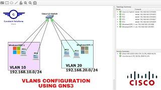 VLANs Configuration Step-by-Step Using GNS3 | How to Configure VLAN in Cisco Layer 2 Switch in GNS3