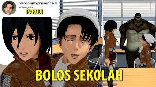 ANIMASI AOT MIKASA.EXE BOLOS SEKOLAH DI CEPUIN IBU LEVI  HANGE MARAH VS MIKASA VS LEVI VS MONYET