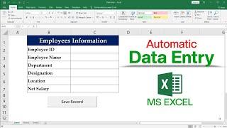 Fully Automatic Data Entry Form in Microsoft Excel | Data Entry in Excel