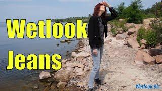 Wetlook girl Jeans | Wetlook completely wet in cool clothes | Wetlook hot day