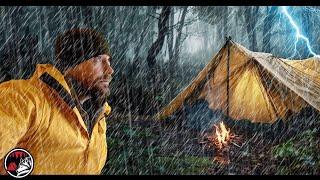 Crazy Storm Forces Me To Take Shelter Immediately! - ASMR Solo Camp With HEAVY RAIN