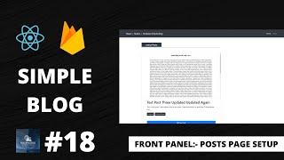 #18 Client Panel:- Posts Page Setup | React + Redux Firebase Simple Blog